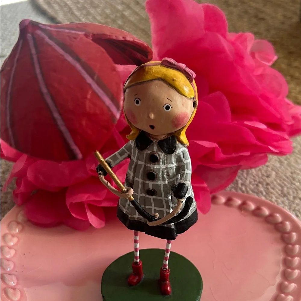 Lori Mitchell Charming Girl Figurine with Red Umbrella - Picture 1 of 4
